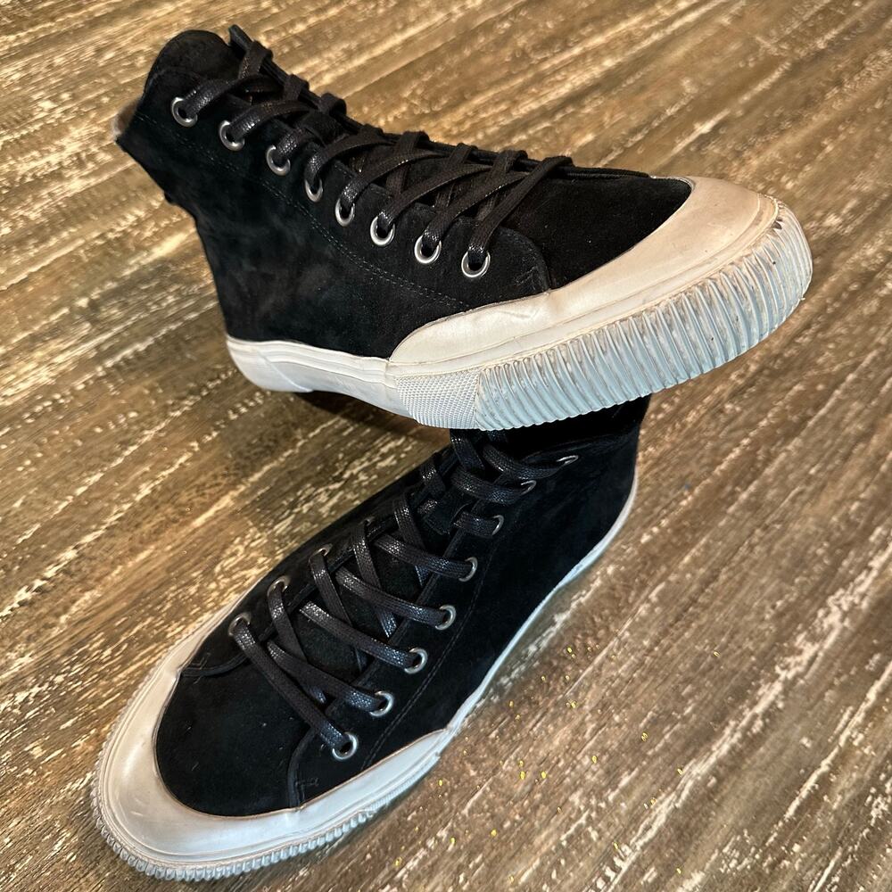 ALLSAINTS Dumont Suede Leather Lace Up High Top Sneakers Black Men’s Size 43 EU - Picture 2 of 12